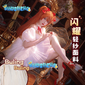 Asuka cosplay costume anime Asuka Whisper Of Flower Cosplay Costume Light yarn fabric Asuka Beige dress Halloween Cosplay props