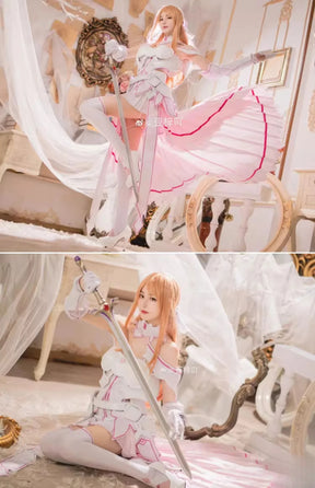 Sword Art Online Yūki Asuna Cosplay Yuuki Asuna SAO Costume Women Dress High Quality Uniform Headwear Gloves Armor Halloween Set