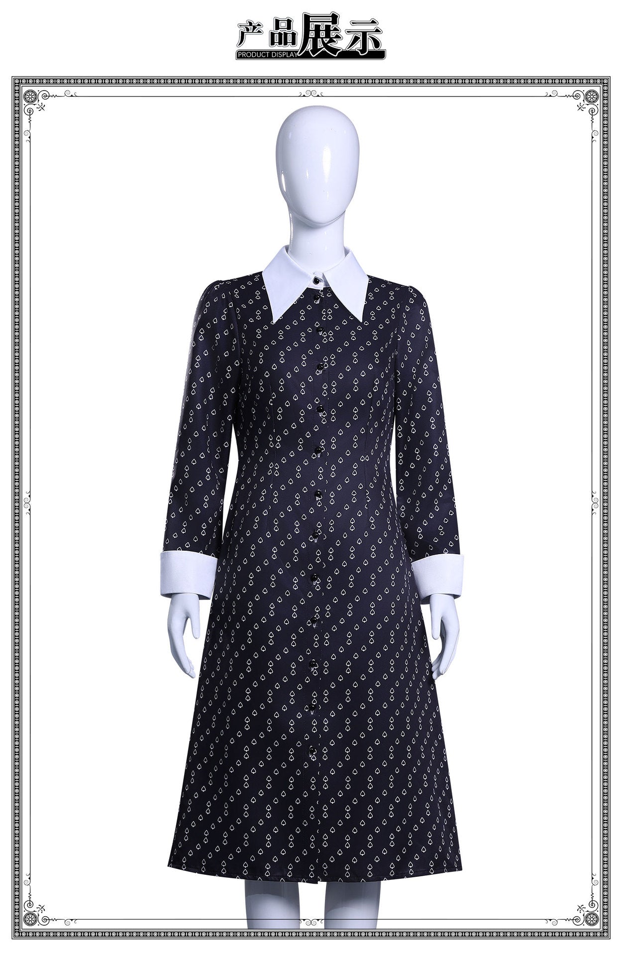 Wednesday Addams Halloween Costume Gothic Costume Wednesday Dress Black Dress White Collar Girls Halloween Costume Dusk Dress