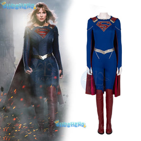 Superhero Cosplay Blue Bodysuit SuperWomen Zentai Costumes Womloak SuperGirl Cos Jumpsuit Rompers Aldult Outfits Role Play