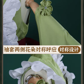 New Mikuu Matcha Sakura Green Cosplay Costume Parfait Apron Long and Wide Sleeved Dress Girl Kimono Wig Women Birthday Party Gift