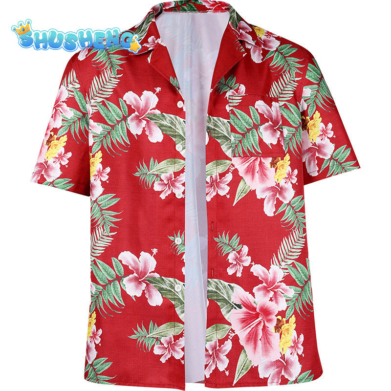 Game Like a Dragon Cosplay Infinite Wealth Ichiban Kasuga Hawaii Costume Men's Seaside Vacation Shirt Floral Short Sleeve Top