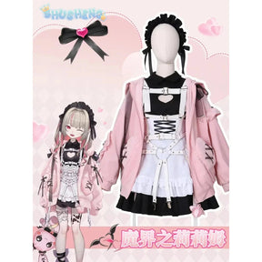 Yumber vtuber makaino ririmu cosplay costumes women cute party suit pink coat dress Halloween carnival uniform custom made
