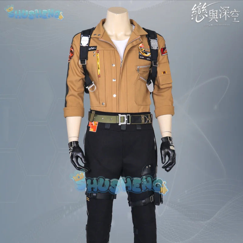 Love and Deepspace Caleb Cosplay Costume Wig Brown Flying Jacket Supersonic Uniforms Halloween Party Women Men Carnival Outfit
