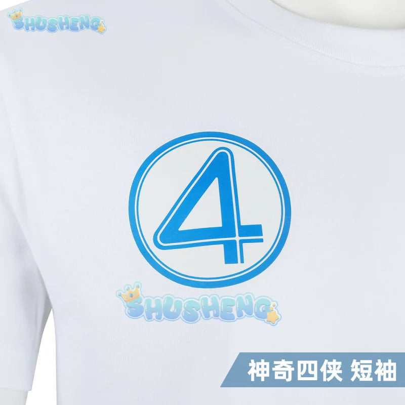 Fantastic Four Mr.Fantastic Invisible Woman Human Torch The Thing Cosplay Costume White Short Sleeve Uniform Halloween Carnival