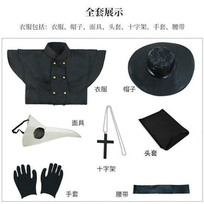 Plague Doctor Cosplay Dress Set Halloween Cosplay Costume Medieval Punk Birdman Masquerade Party Costume Props Female
