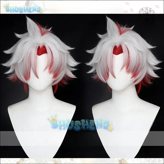 New Game Wuthering Waves Cosplay Wig White Red Short Heat Resistant Synthetic Hair Halloween Party Role Play Carnival Scar