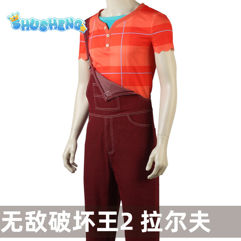 Anime Wreck-It Ralph 2 Cosplay Costume Rompers T-shirt Jumpsuit Men Halloween Party Cosplay Ralph Outfits