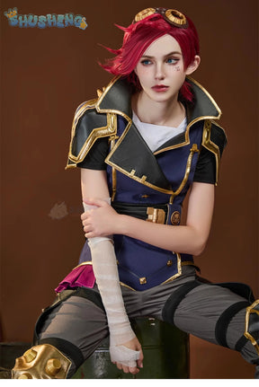 Vi heroine LOL Cosplay Arcane Season 2 costume Party Christmas Fashion Set and Accessories Props Men's and Women's Vi Uniform