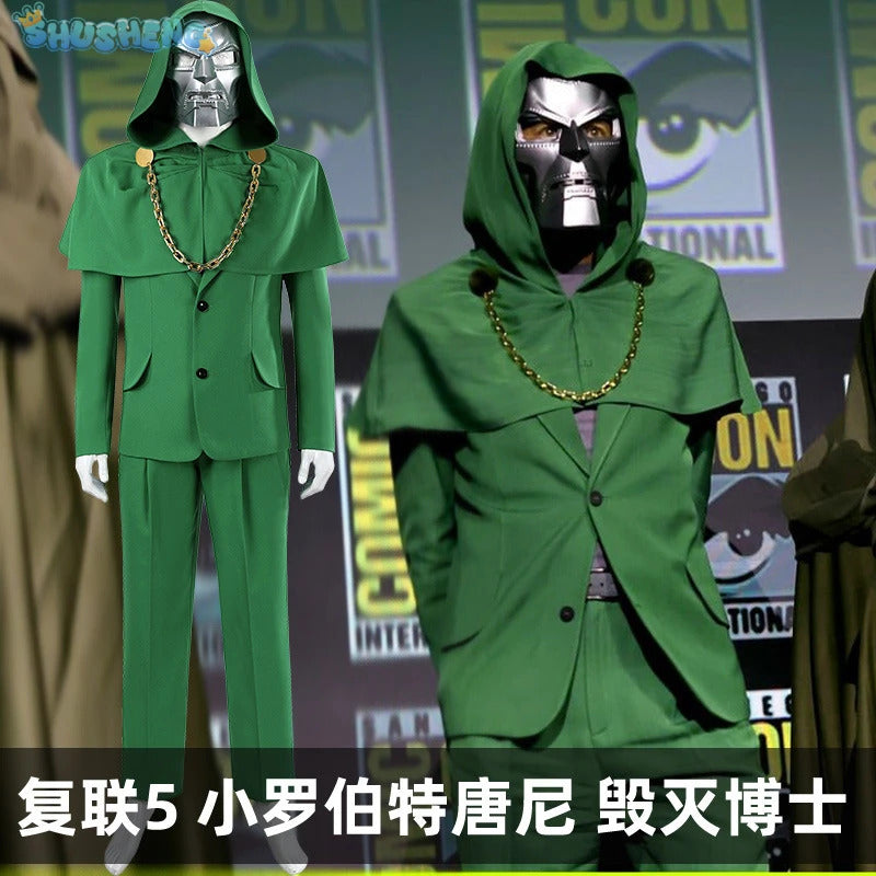 Doctor Doom Cosplay Costumes Victor von Doom Cloak Mask Anime Role Play Uniform Halloween Party Dressing For Men