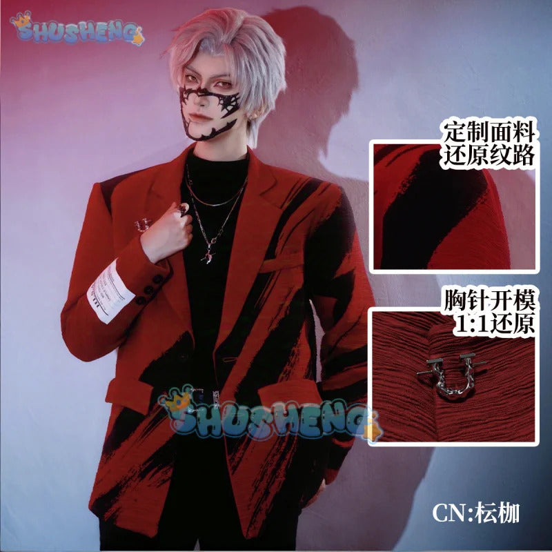 Love and Deepspace Sylus Cosplay Costume Dark Feather Red Suit Halloween Carnival Party Christmas Play Role Clothes Clothing