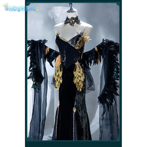 Path to Nowhere Raven MBCC-S-074 Cosplay Black glue gift box Costume Halloween Black Dress Necklace Props Wig Women's Sexy Set