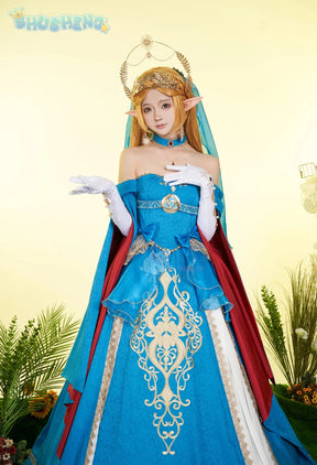 Zelda Cosplay Costume Halloween party wig Elf ears Accessories gorgeous cute Lolita dress Zelda princess Woman set