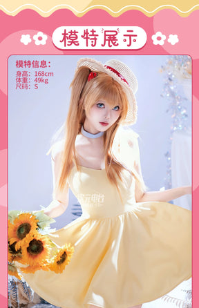 Asuka Langley Soryu Anime EVA Cosplay Costume Halloween Carnival Yellow Summer Sweet Dress Adult Women's New Uniform S-XL