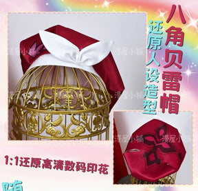 Shusheng-N Honkai Star Rail Hyacine Cosplay Costume Dress Hat Uniform Amphoreus Carnival Halloween Party for Women Girls Props