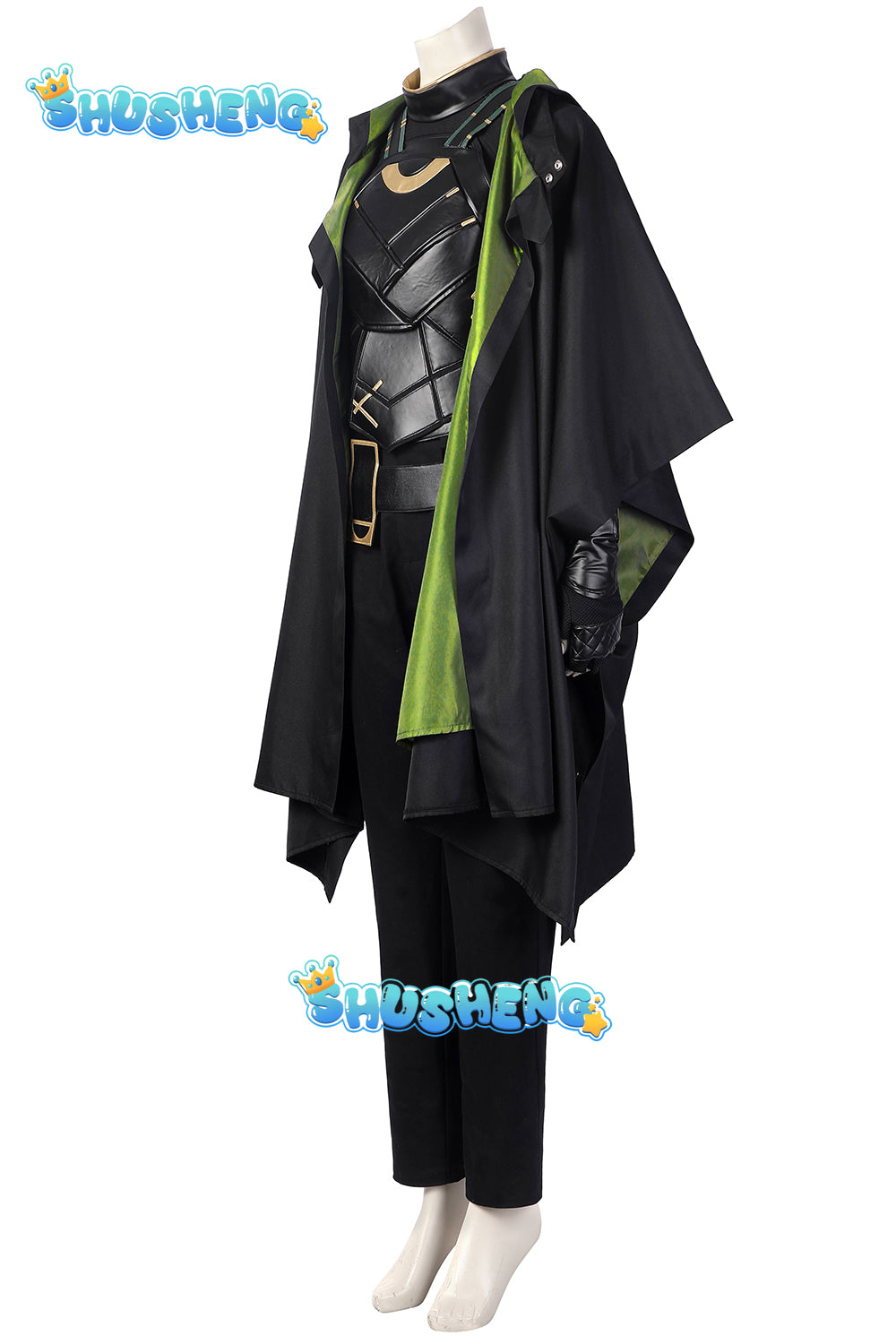 Loki Season 1 Cosplay  Loki Costume  Cloak Vest Horns Crown Outfits for Halloween Carnival Game Party full set