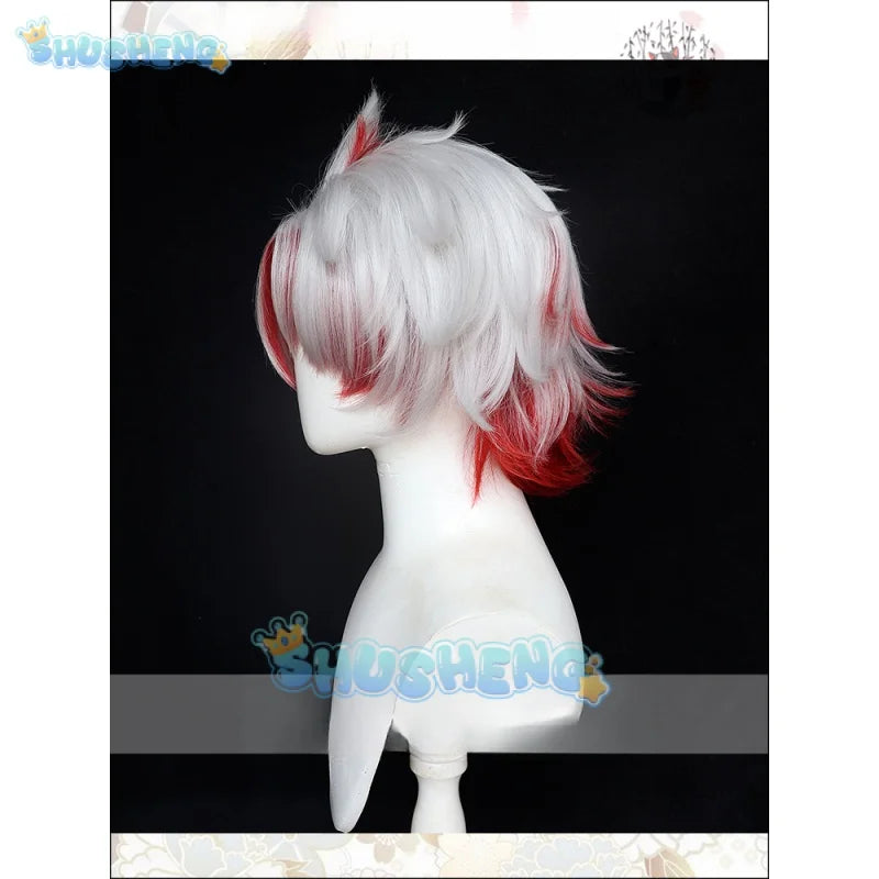 New Game Wuthering Waves Cosplay Wig White Red Short Heat Resistant Synthetic Hair Halloween Party Role Play Carnival Scar