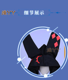 Anime Kurabe Teruto Build Divide Cosplay Costume Black Coat With Long Ear Zip Hoodies Halloween Suit