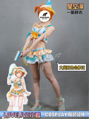 Anime LoveLive! Rin Hoshizora Cosplay Costume Women Halloween Party Sweet Top Skirt Headwear Set Summer Vacation Beach swimwear