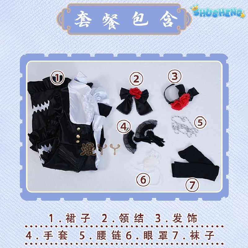 Kurumi Tokisaki Cosplay Costume Anime Date A Live Worst Spirit Dress Maid Uniform Headband Eye Patch Gloves Halloween