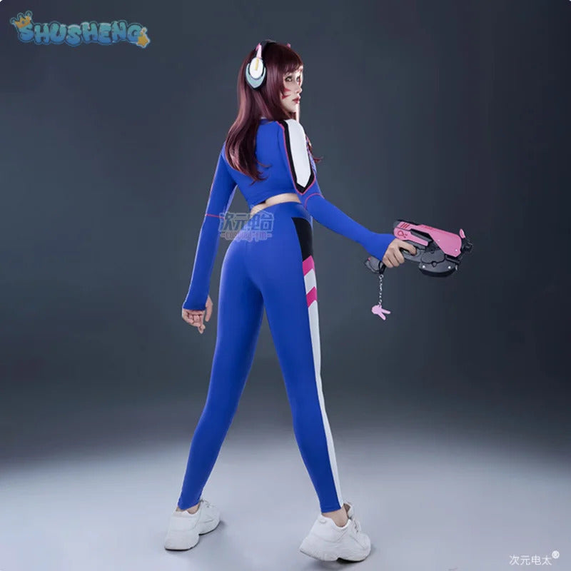 D.Va Overwatch OW Cosplay Costume Halloween party casual tight yoga suit top pants jacket set men women sports D.Va uniform