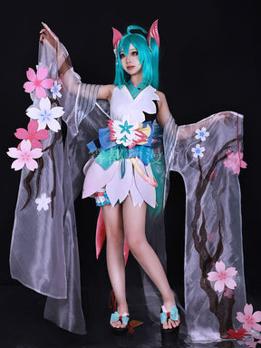 SSR Onmyoji RPG Collab x Miku Kimono Yukata Outfit Wig Shoes Anime Party Fancy Dress Halloween Cosplay Costume For Women Girls