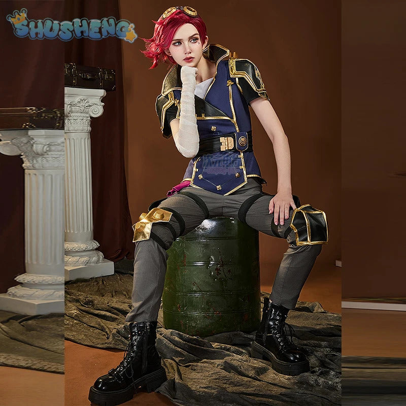 Vi heroine LOL Cosplay Arcane Season 2 costume Party Christmas Fashion Set and Accessories Props Men's and Women's Vi Uniform