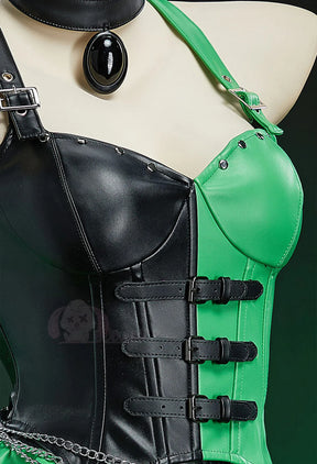 Shego Cosplay Kim Anime Costume Possible Leather top skirt necklace prop set Halloween women's sexy fantasy Shego uniform