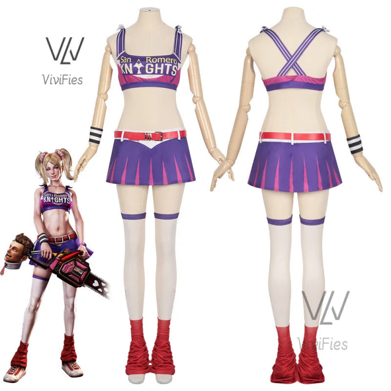 Game Lollipop Chainsaw Juliet Starling Cosplay Costume Women Tops Skirt Accessories Full Set Female Role Play Uniform Halloween