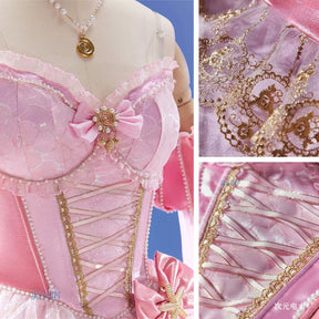 Shusheng-R Anime The Mermaid Princess Gorgeous Pink Lolita  Dress Cosplay Costume S-L