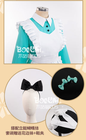 Shusheng-R Miku Cosplay Costume Alice's Maid Dress Full Set Uniform Role Play Halloween Carnival Party Outfit for Women