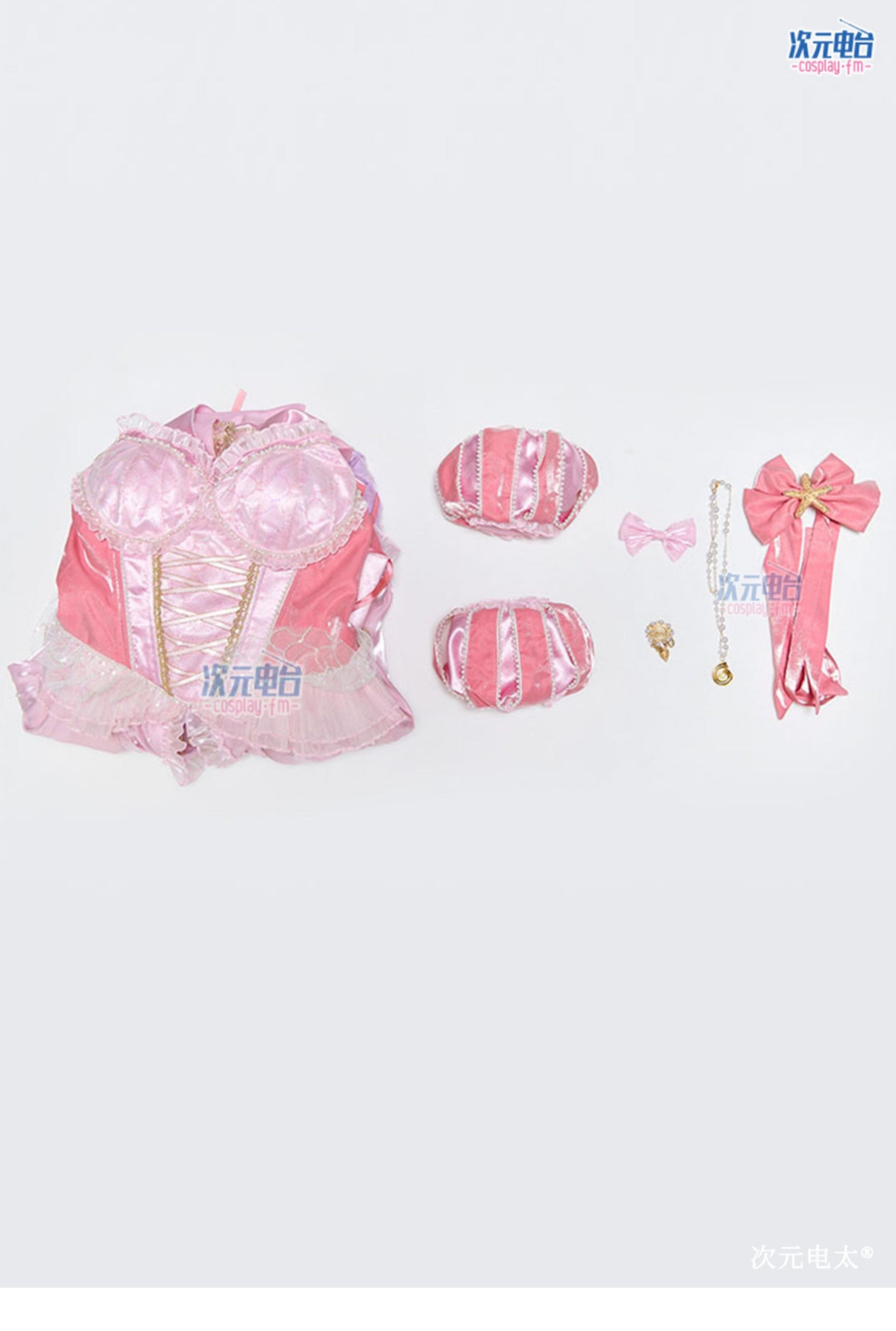 Shusheng-R Anime The Mermaid Princess Gorgeous Pink Lolita  Dress Cosplay Costume S-L