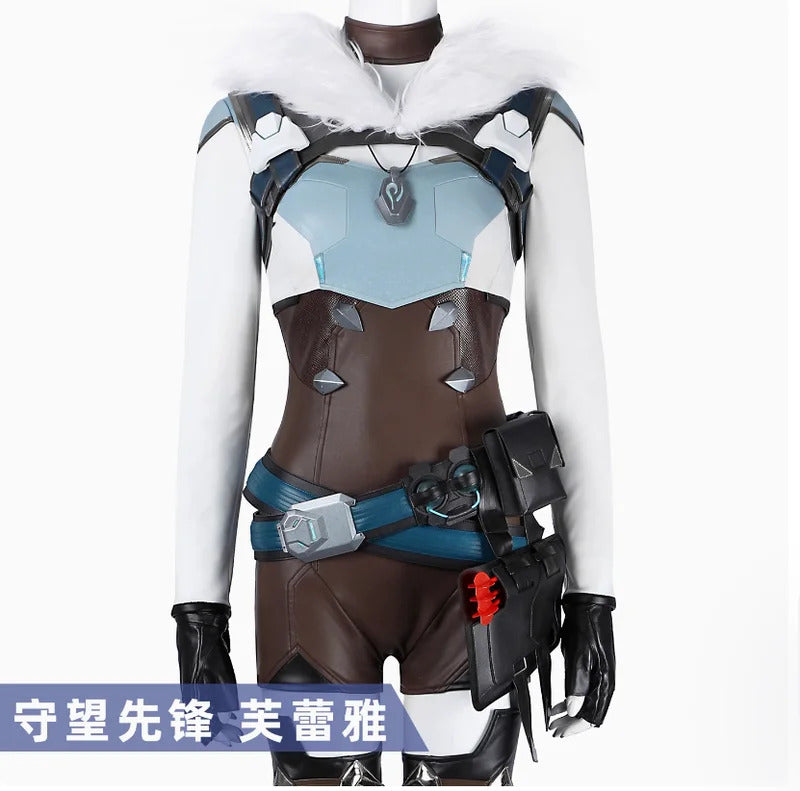 Freja Overwatch OW Cosplay Costume Cloak jumpsuit waist belt vest gloves waist bag shoes prop set Halloween men women uniform
