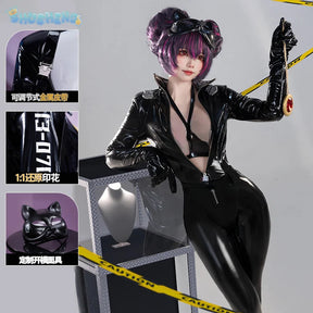 GODDESS OF VICTORY: NIKKE Quency Kansi Escape Queen Cosplay Costume Sexy black leather jumpsuit prop accessory Halloween set