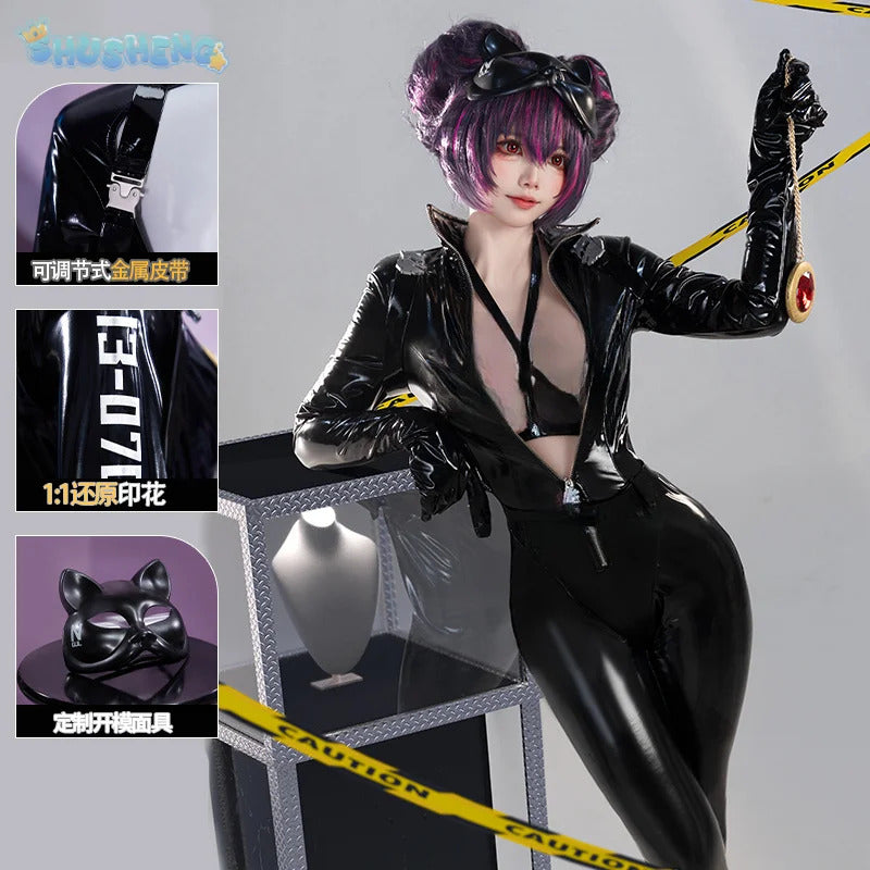 GODDESS OF VICTORY: NIKKE Quency Kansi Escape Queen Cosplay Costume Sexy black leather jumpsuit prop accessory Halloween set