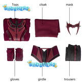 Wanda Django Maximoff Costume Wanda Vision Cosplay Outfit Red Cloak Halloween Cosplay Womens Outfit Full Set High Quality