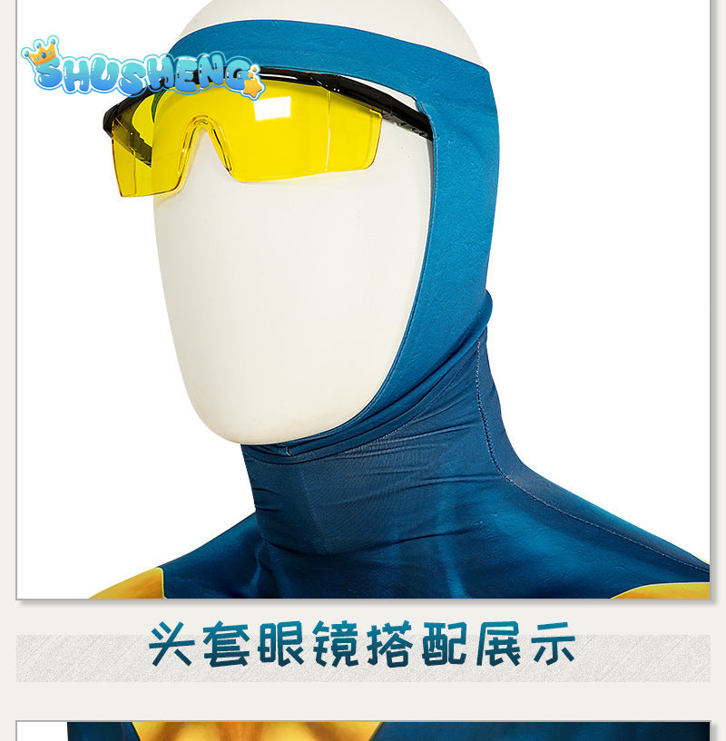 Gold Star Michael Cosplay Costume Jumpsuit Headgear Glasses Outfit Superhero Bodysuit Booster Halloween Costumes Man Zentai Suit