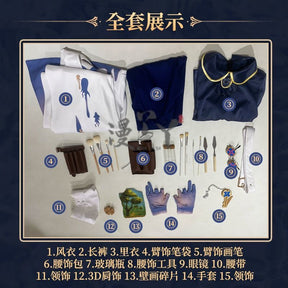 Identity V Andrew Kreiss Grave Keeper Purple Skin Mural Restorer Cosplay Costume Uniform Halloween Carnival Party Role Clothing