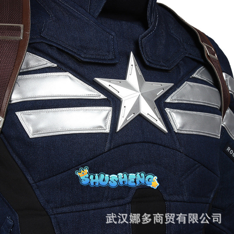 Captain America 2 Cosplay Costume Cos Steve Rogers Jumpsuit Halloween Party Carnival Comic-Con Props Perform Bodysuit Gift