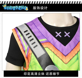 Valorant Gekko Cosplay Costume T-shirt Summer Short Sleeve Shirt for Men Casual Top Outfit Halloween Carnival Party