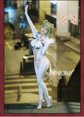Game Azur Lane Admiral Nakhimov Cosplay Costume Women's sexy white tight fitting clothes tail props wig set Halloween uniform