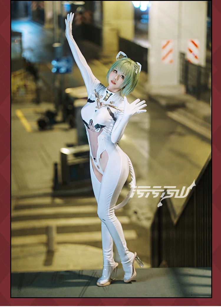 Game Azur Lane Admiral Nakhimov Cosplay Costume Women's sexy white tight fitting clothes tail props wig set Halloween uniform