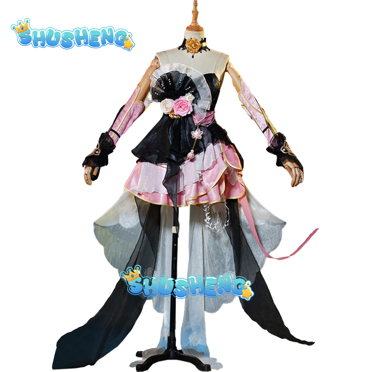 Game Naraka: Bladepoint Hu Tao Kurumi Exorcist Emperor Ji Cosplay Costume Black Pink Dress Lolita Woman Sexy Lovely Party Suit