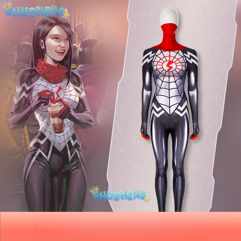 Cindy Moon Cosplay Silk Spiderman Costumes Jumpsuit Superhero Silk Zentai Suit Spider Man Bodysuit Halloween Costumes for Women