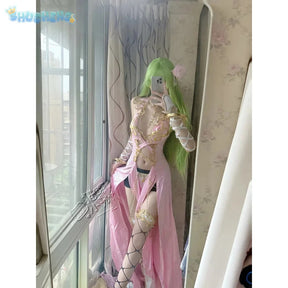 C.C. Code Geass Cosplay C.C Lost Stories New Costume Halloween Carnival Sexy Long Dress Women Sweet Wig Prop Accessorie uniform