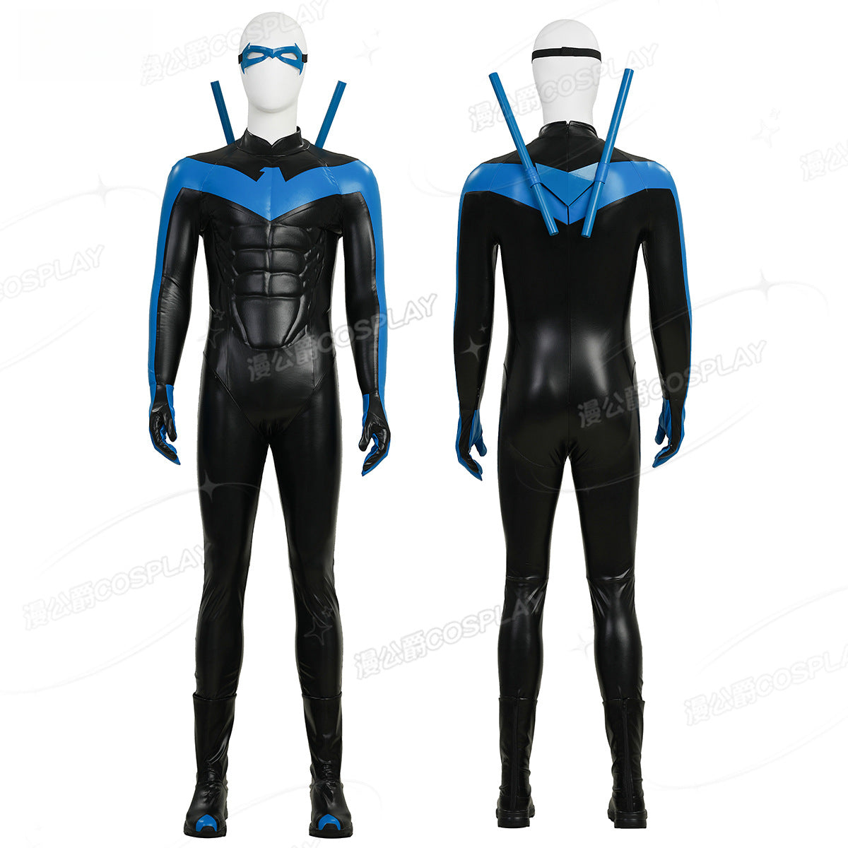 Shusheng-R Nightwing Dick Grayson Cosplay Costume 3D Jumpsuit Catsuit Zentai Man Halloween Party Bodysuit Shoes