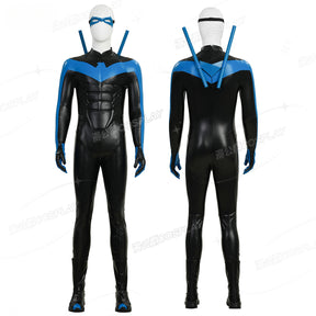 Shusheng-R Nightwing Dick Grayson Cosplay Costume 3D Jumpsuit Catsuit Zentai Man Halloween Party Bodysuit Shoes