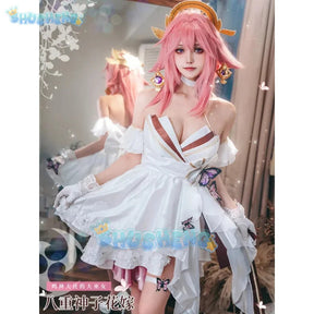 Genshin Impact Yae Miko Dress Flower Marriage Cosplay Costume Cos Game Anime Party Uniform Hallowen Play Role Clothes Clothing