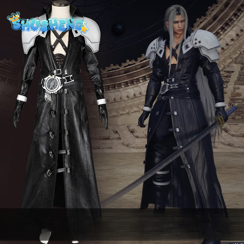 Final Fantasy VII Rebirth Sephiroth Cosplay Costume Game FF7 VII PU Leather Handsome Uniform Suit Halloween Party Outfit