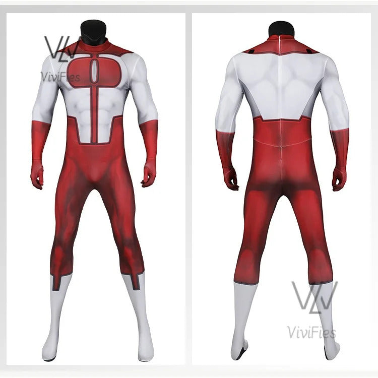Halloween invincible cosplay jumpsuits Omni man costume superhero Nolan Grayson Zentai printing bodysuit with Cape